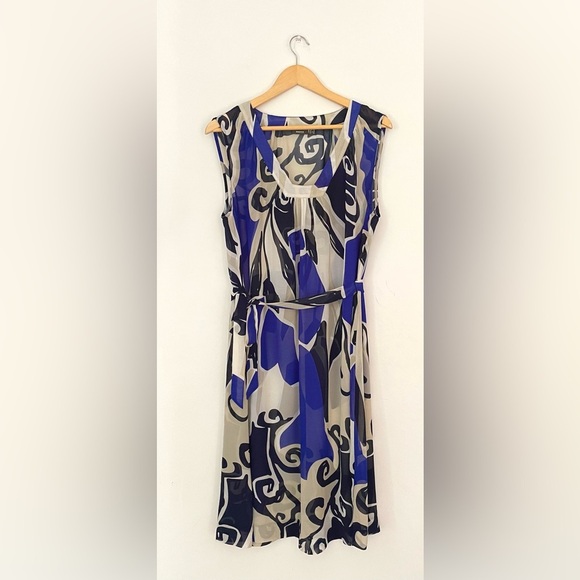 Mexx Blue and Black Abstract Midi Dress printed - Picture 2 of 6